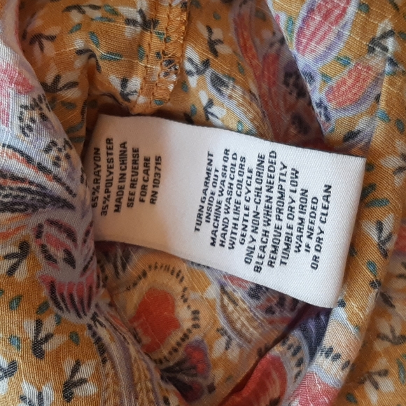 Nanette Lepore Burnt Orange Floral Print Ruched Ruffle Bottom Top, Large, NWT - Picture 8 of 12